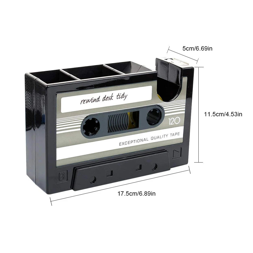 Multifunctional Tape & Pen Holder – Retro Cassette Desk Organizer
