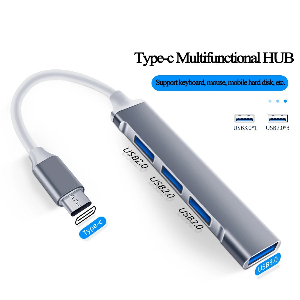 USB 3.0 Hub – 4 Port High-Speed Type C Splitter
