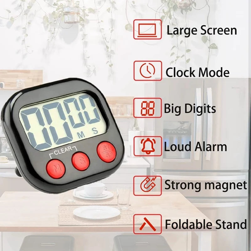 Digital Kitchen Timer – Magnetic Countdown & Stopwatch with Large LCD Display