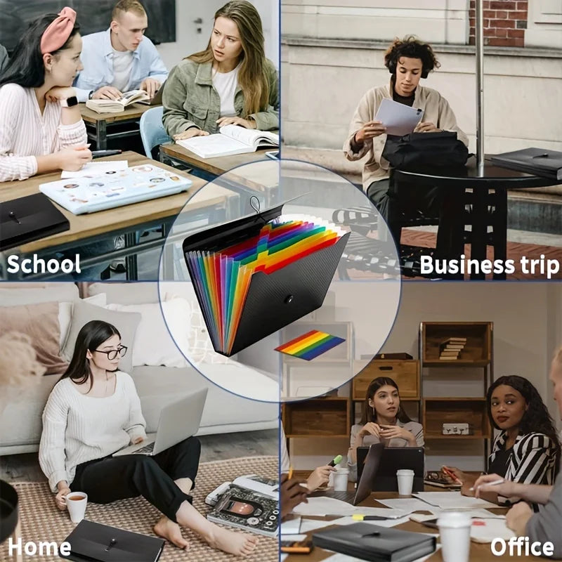 13 Pockets Accordion File Holder - Expanding File Folder Organizer