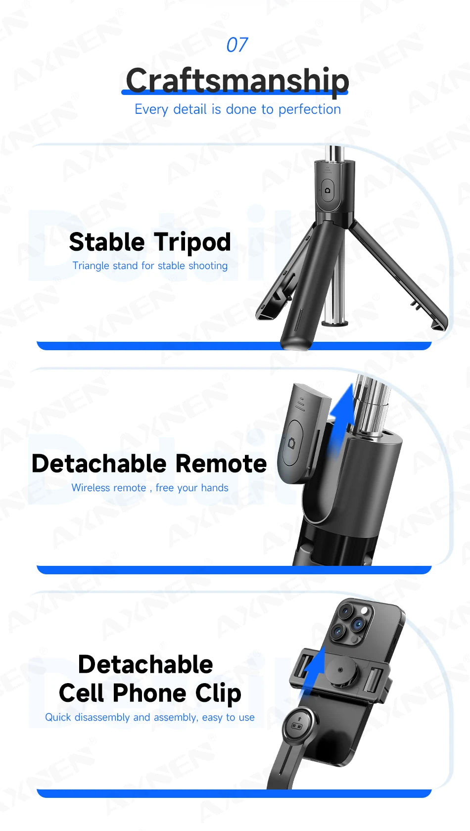 Bluetooth Selfie Stick Tripod Desktop Stand