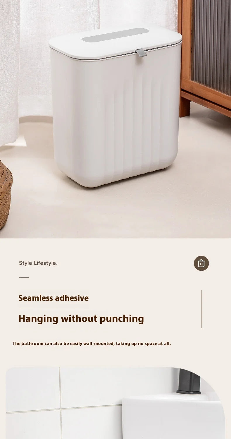 Trash Bin Without Punching – Wall-Mounted Silicone Handle Paper Basket