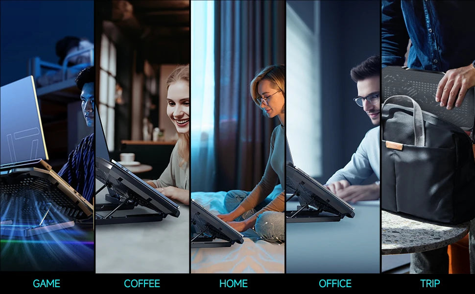 Laptop Cooling Pad – 12-17 Inch Cooler Stand with 5 Quiet Fans