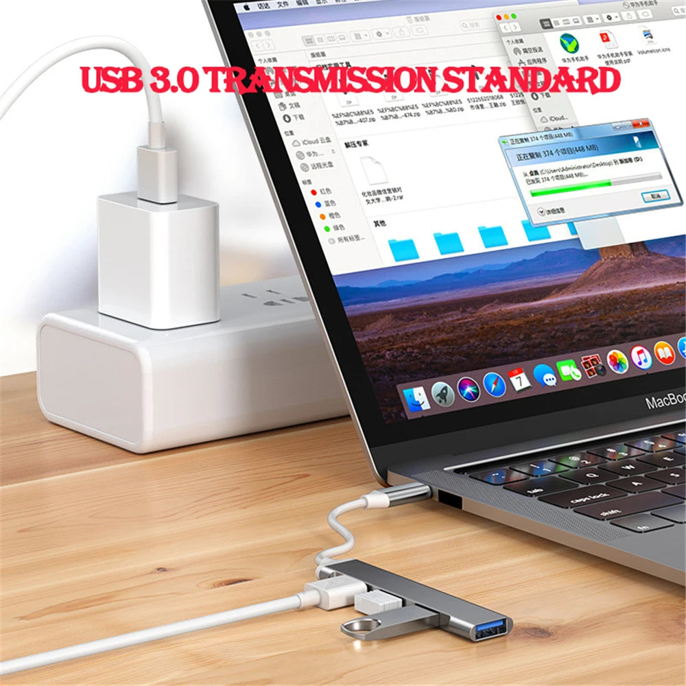 USB 3.0 Hub – 4 Port High-Speed Type C Splitter