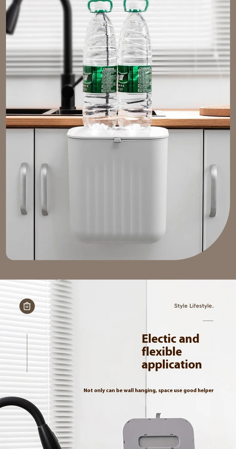 Trash Bin Without Punching – Wall-Mounted Silicone Handle Paper Basket