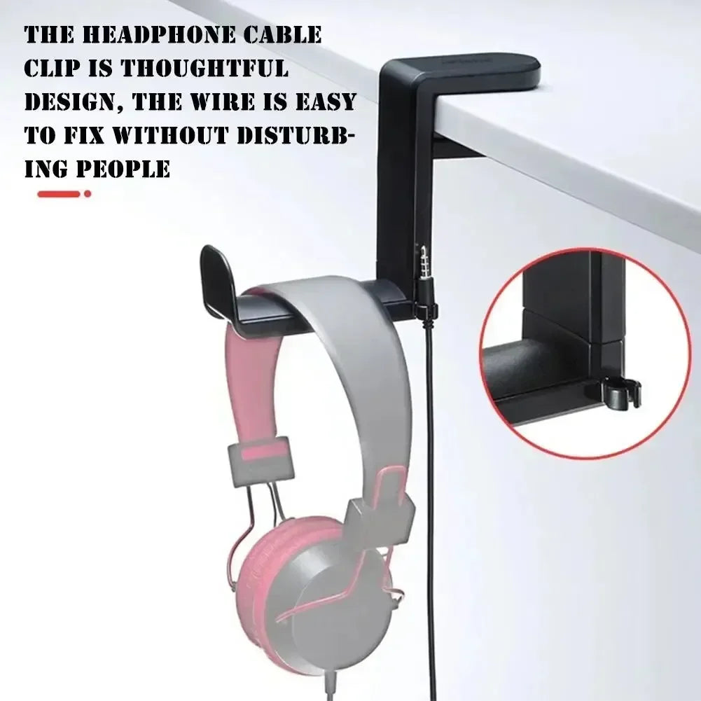 360° Rotating Headphone Hook Holder – Adjustable Desk Headset Stand