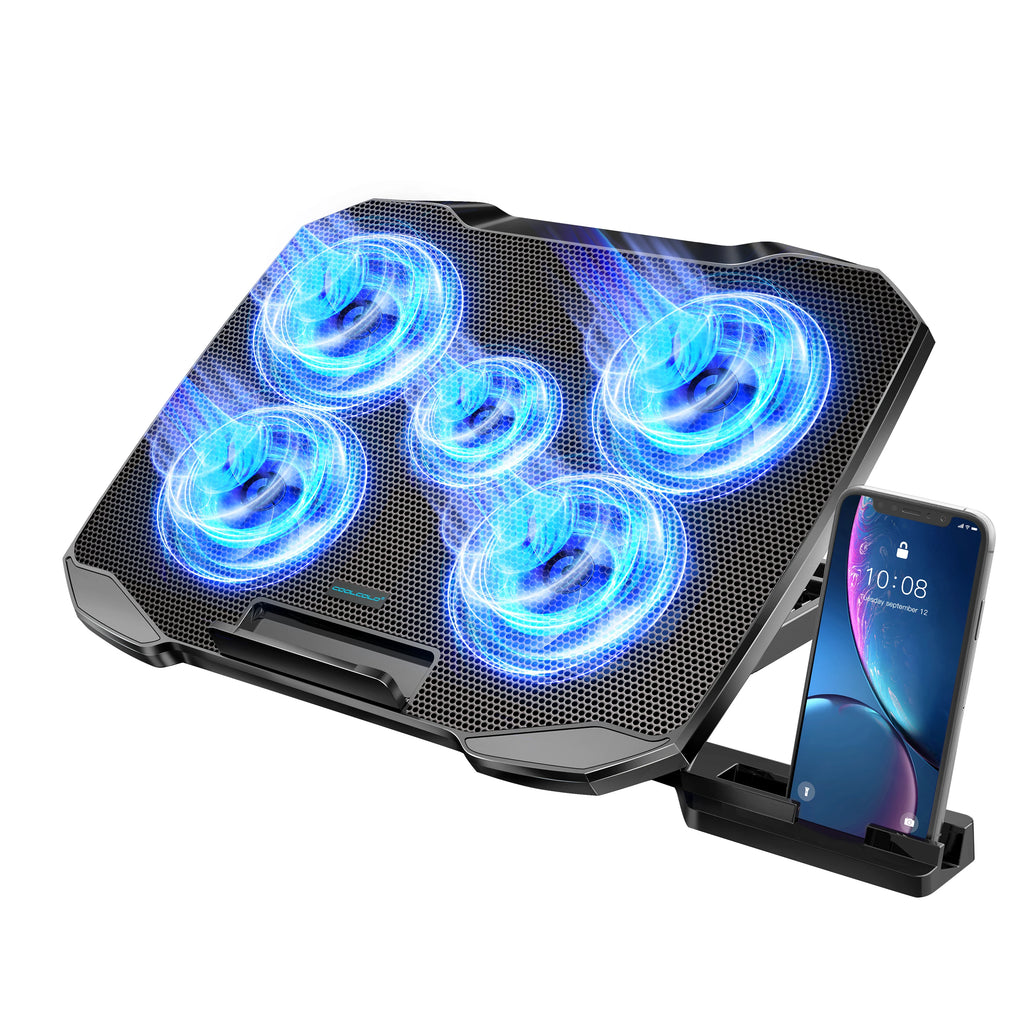 Laptop Cooling Pad – 12-17 Inch Cooler Stand with 5 Quiet Fans