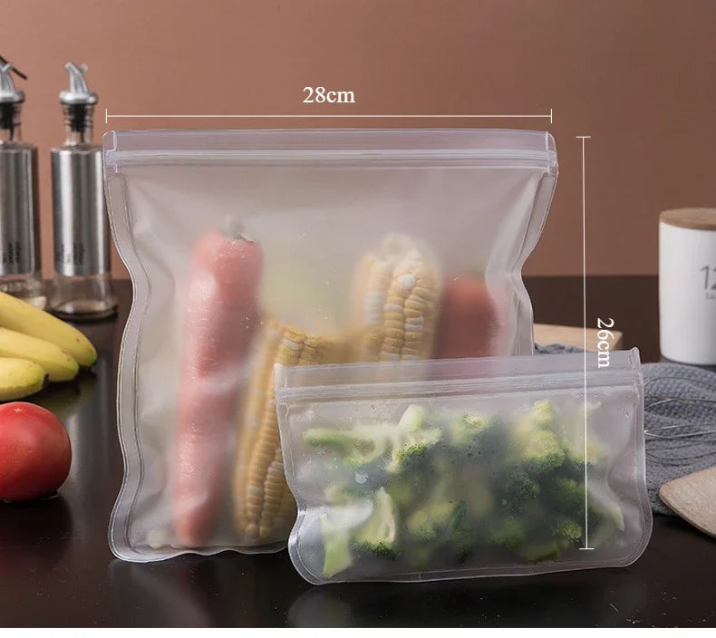 Silicone Food Storage Containers – Reusable Stand-Up Zip Seal Bags