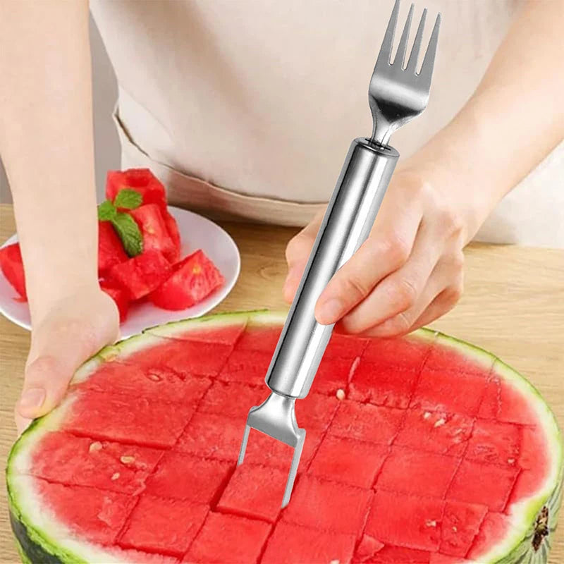 Portable 2In1 Watermelon Slicer Fork