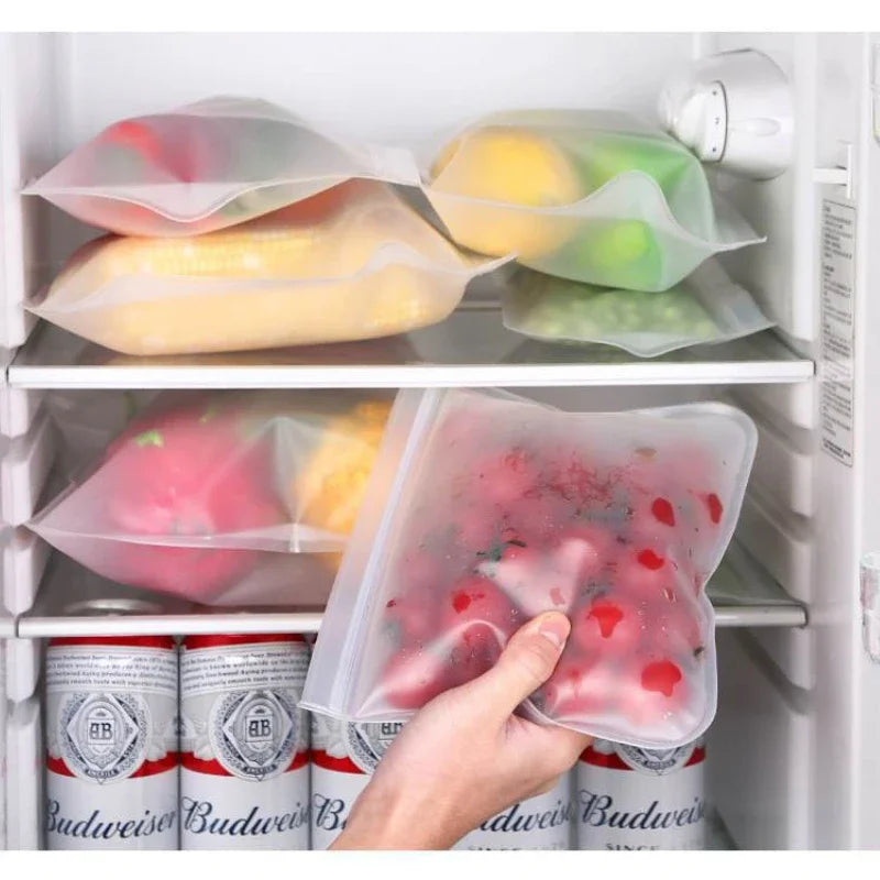 Silicone Food Storage Containers – Reusable Stand-Up Zip Seal Bags
