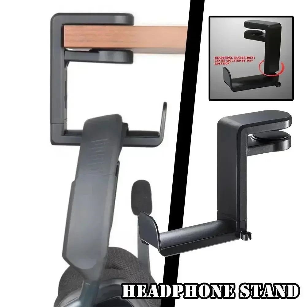 360° Rotating Headphone Hook Holder – Adjustable Desk Headset Stand