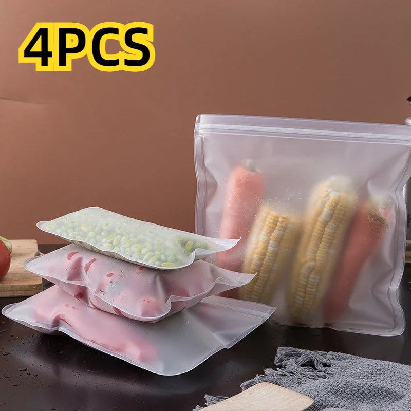 Silicone Food Storage Containers – Reusable Stand-Up Zip Seal Bags