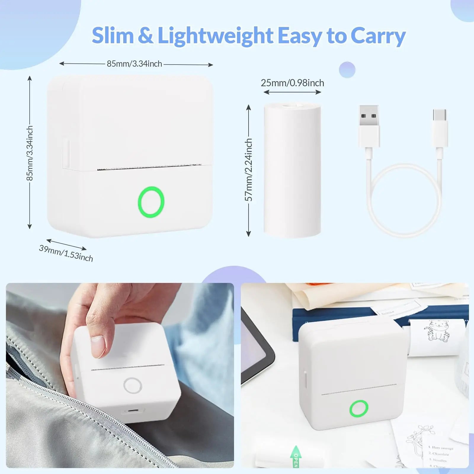 Mini Pocket Thermal Sticker Printer – Bluetooth Inkless Printer