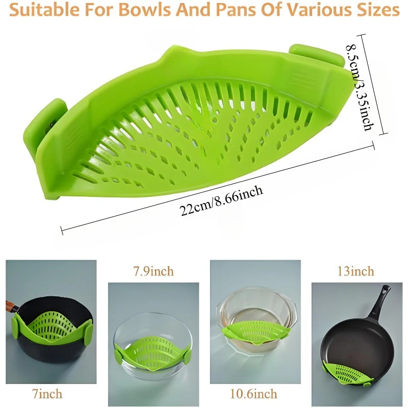 Vegetable Colander Silicone Clip-on Pan Pot Strainer