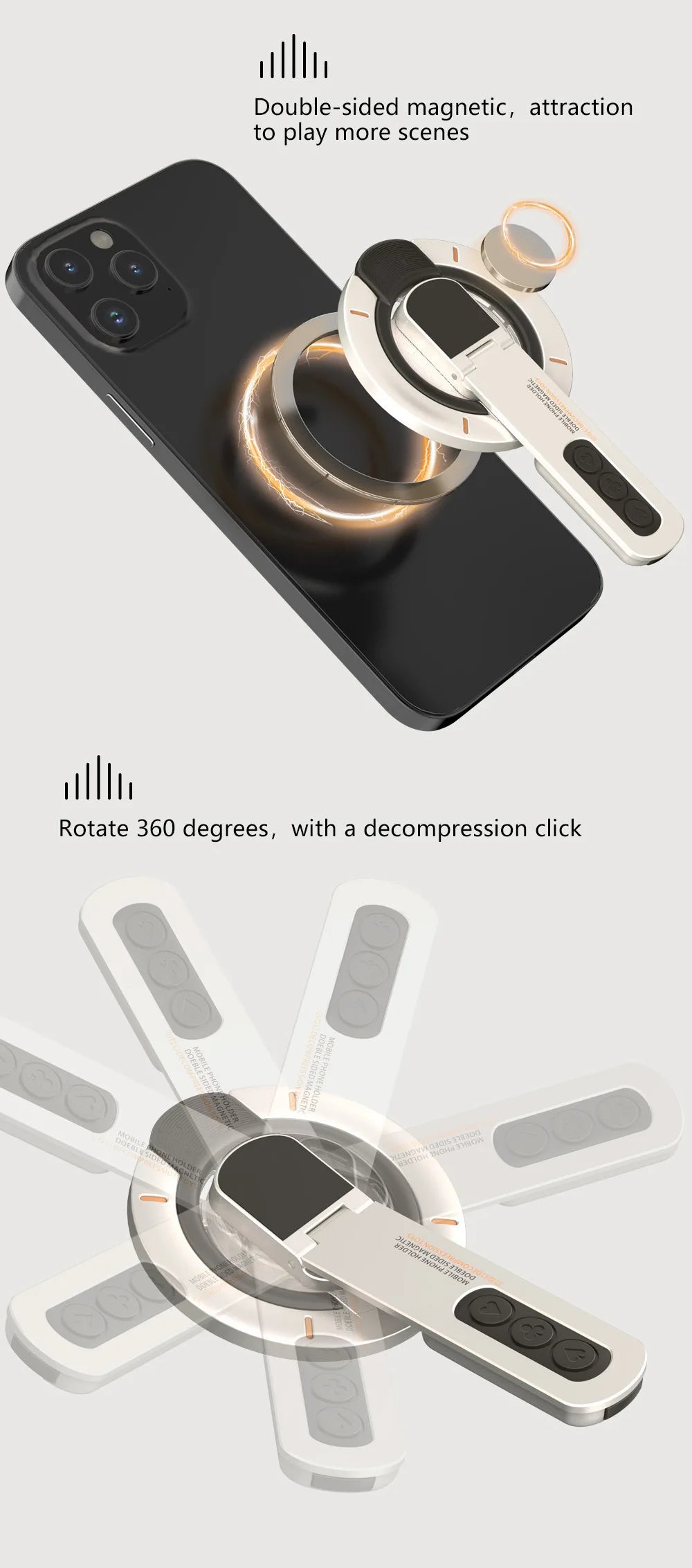 3-in-1 Magnetic Finger Ring Holder