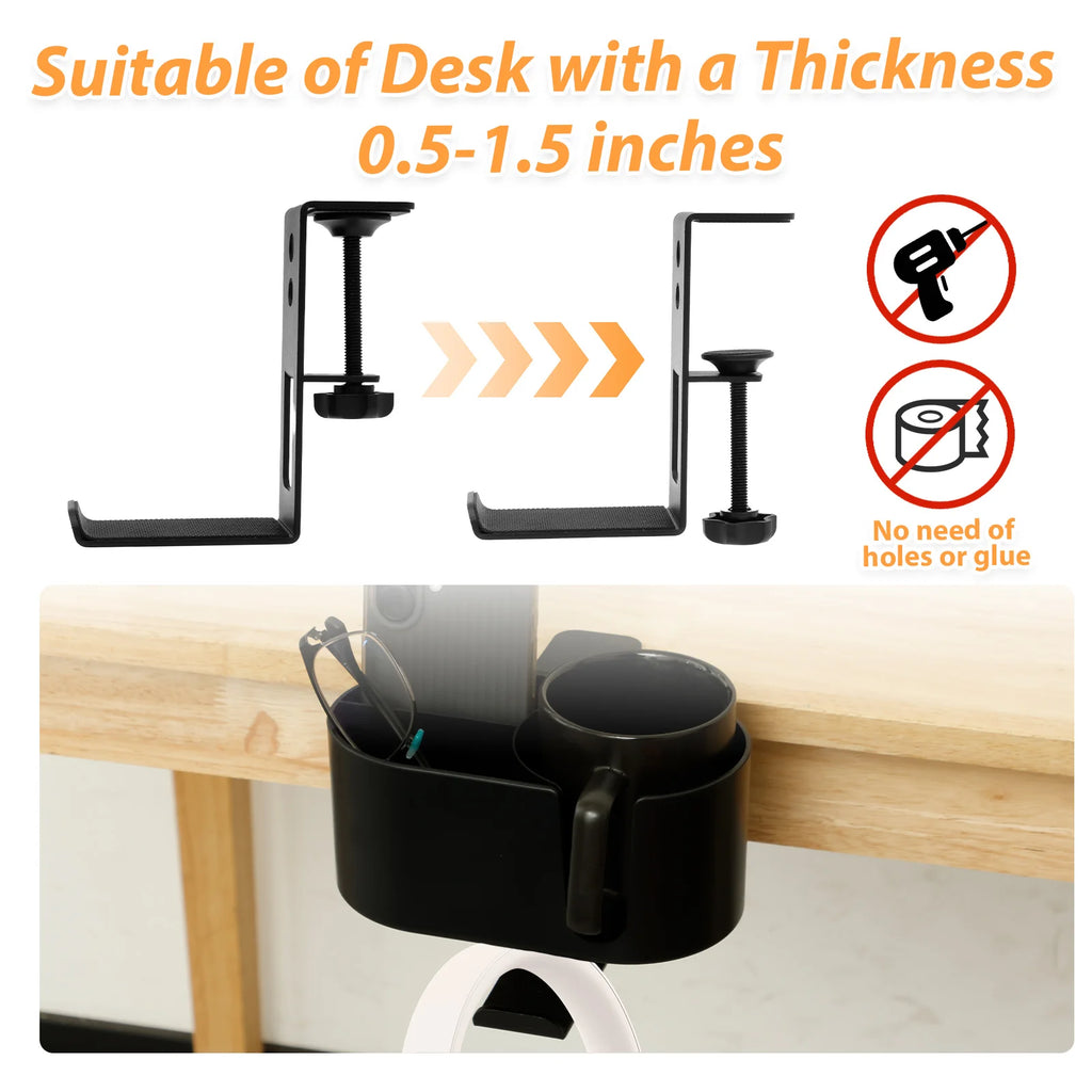 4-in-1 Adjustable Desk Cup & Headphone Holder