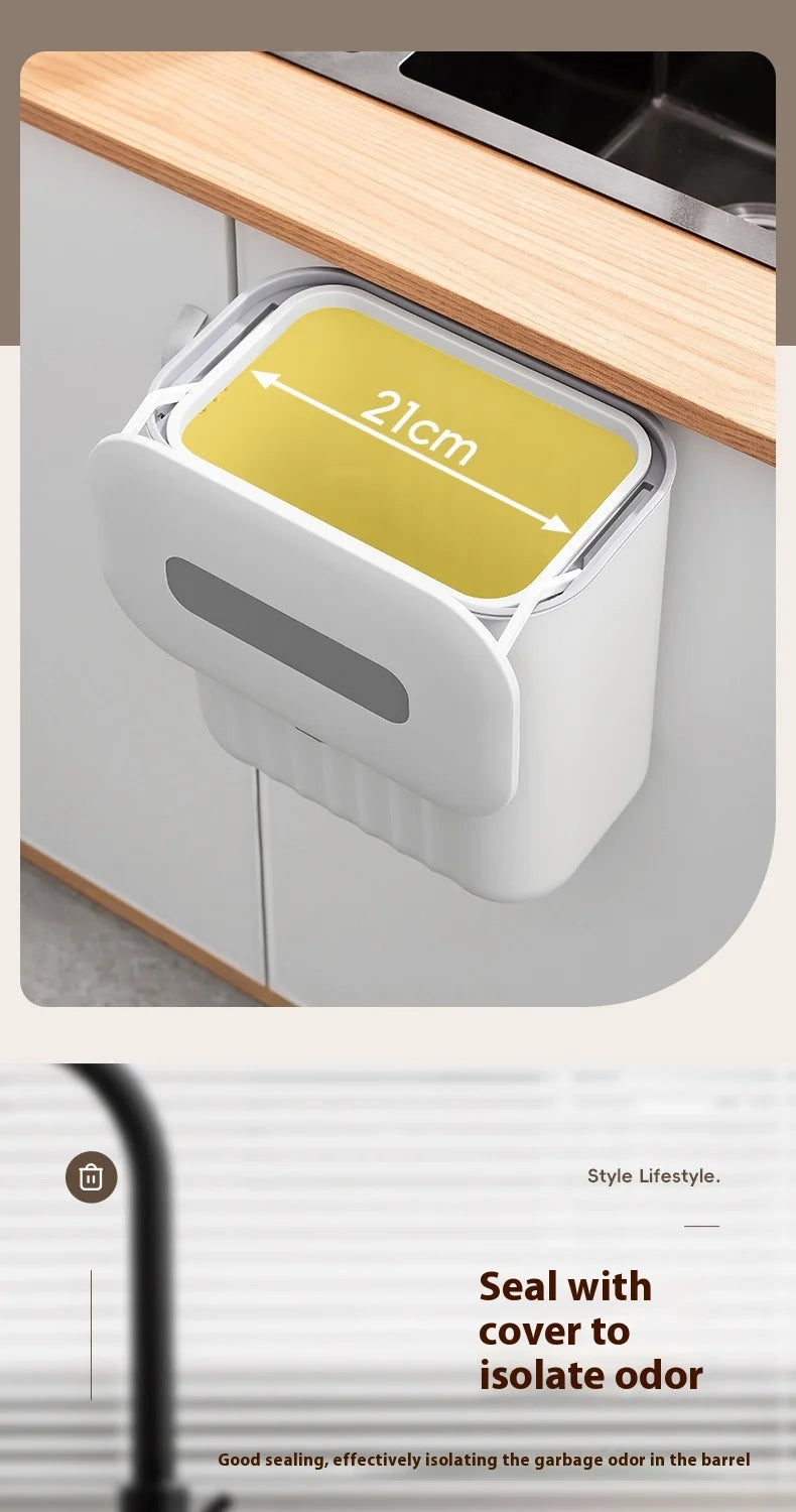 Trash Bin Without Punching – Wall-Mounted Silicone Handle Paper Basket