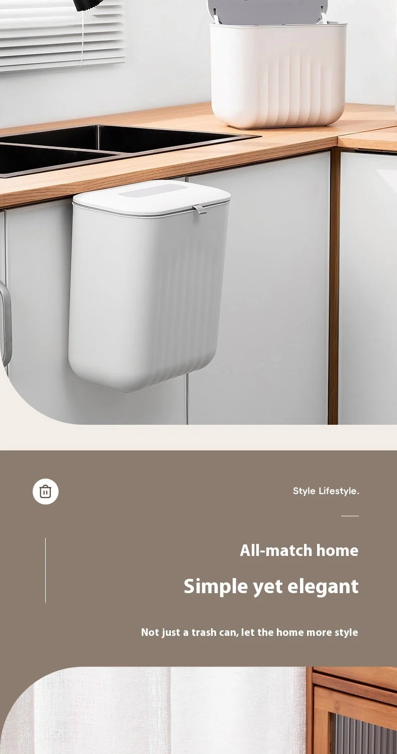 Trash Bin Without Punching – Wall-Mounted Silicone Handle Paper Basket