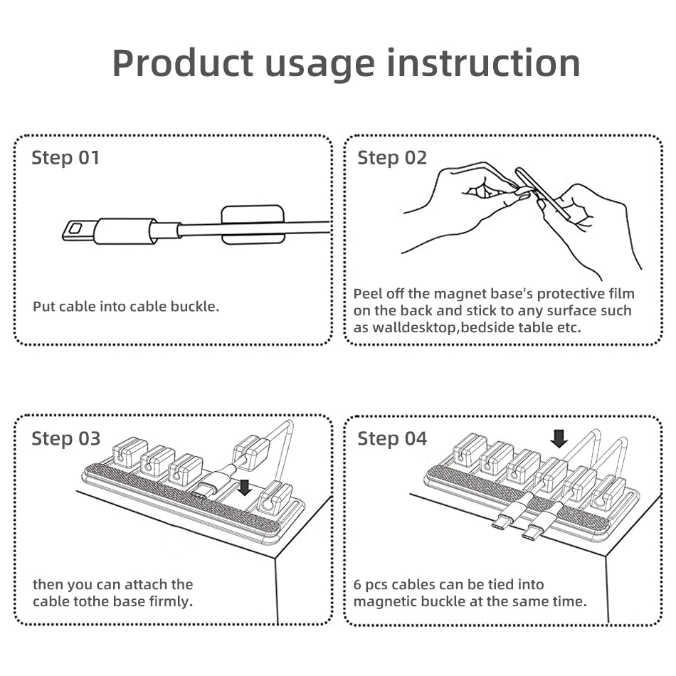 Silicone Magnetic Mouse Wire Organizer Desktop Cable Clips