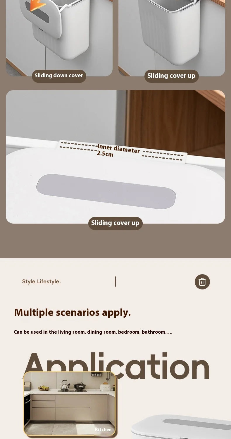 Trash Bin Without Punching – Wall-Mounted Silicone Handle Paper Basket