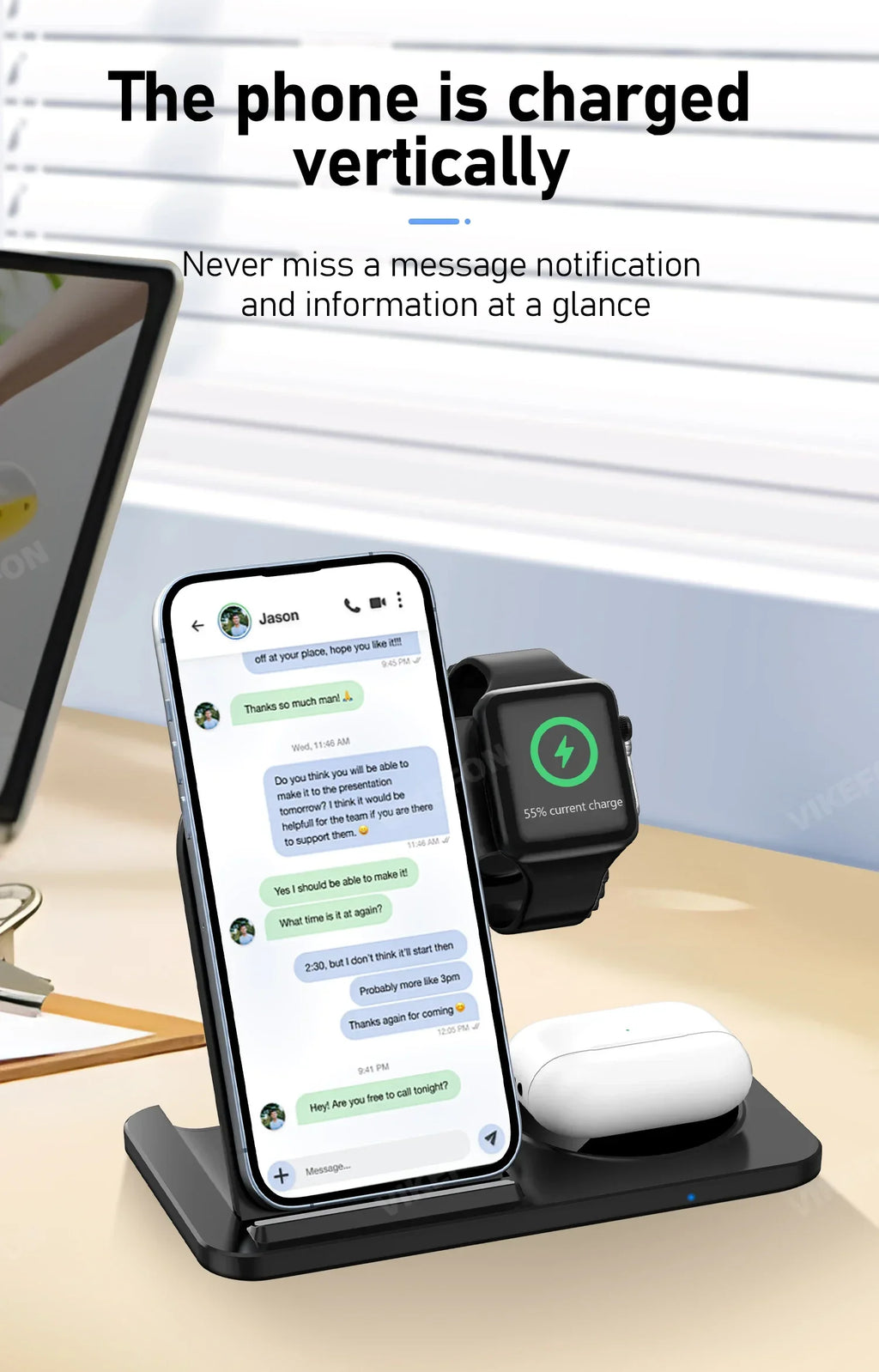 30W LED 3 in 1 Foldable Charging Station