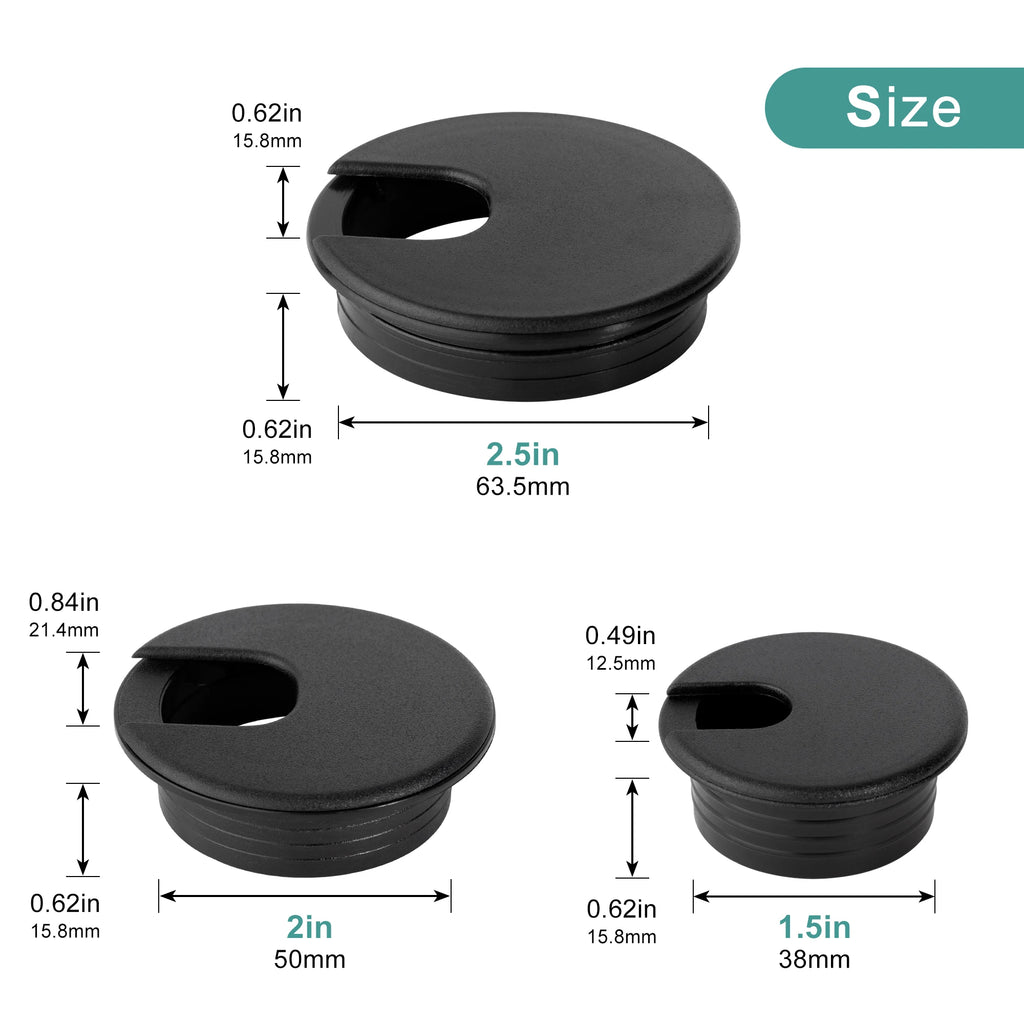 Cable Cord Grommet – Desk & Furniture Hole Cover Wire Pass Organizer