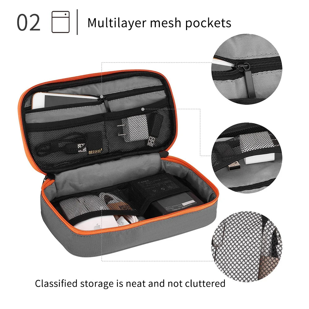 Travel Cable Organizer Bag – Portable Waterproof Electronics Storage Pouch