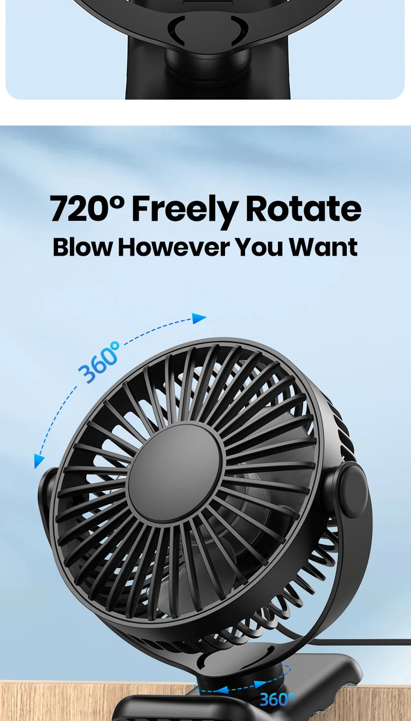 Mini USB Clip on Desk Fan