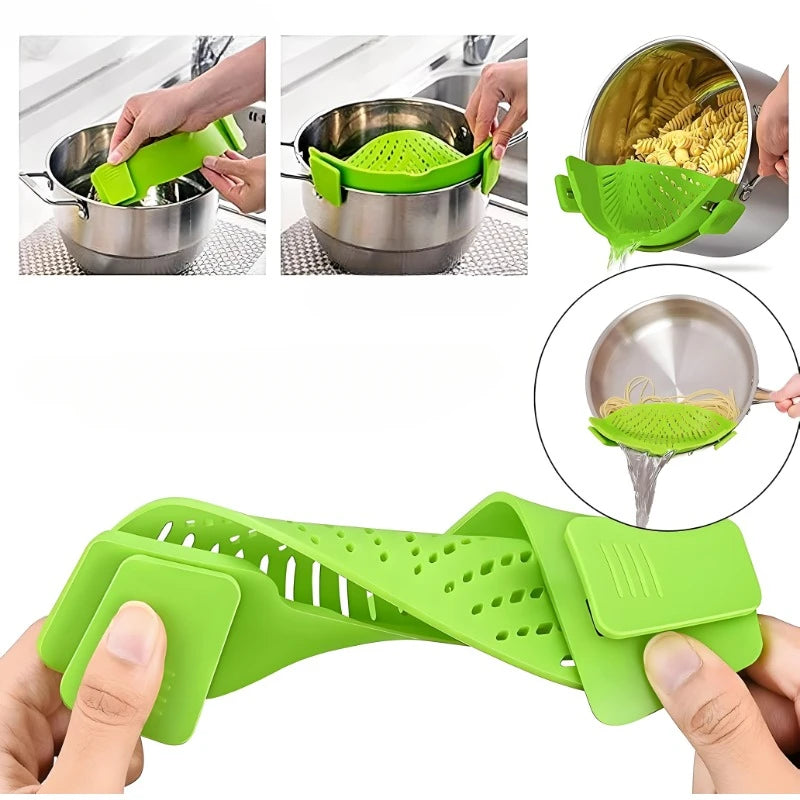Vegetable Colander Silicone Clip-on Pan Pot Strainer
