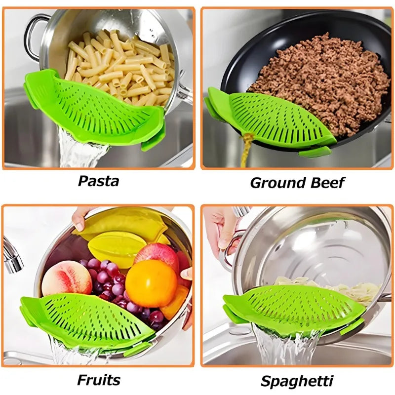 Vegetable Colander Silicone Clip-on Pan Pot Strainer