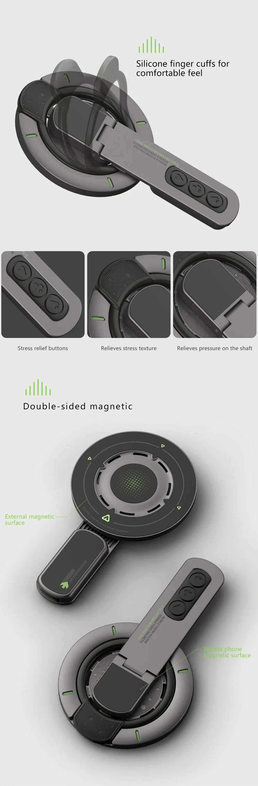 3-in-1 Magnetic Finger Ring Holder