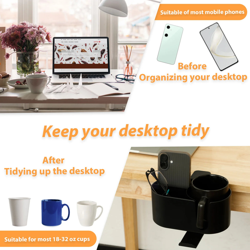 4-in-1 Adjustable Desk Cup & Headphone Holder
