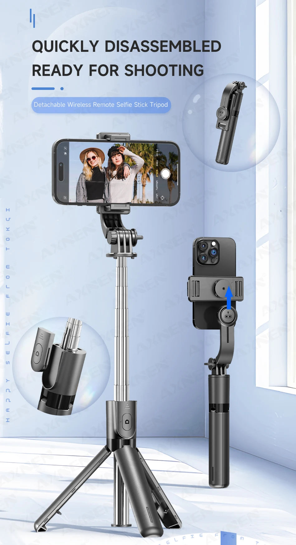Bluetooth Selfie Stick Tripod Desktop Stand