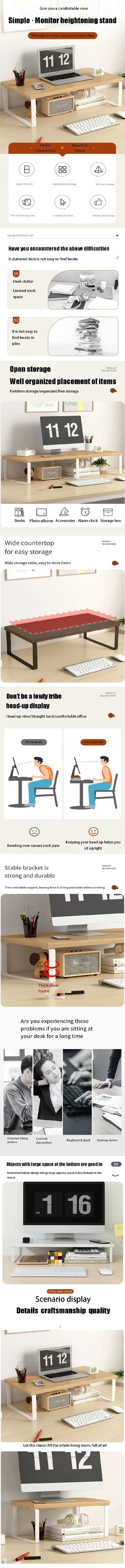 Simple Storage Rack & Desktop Computer Stand – Elevated Monitor Stand with Storage Pad