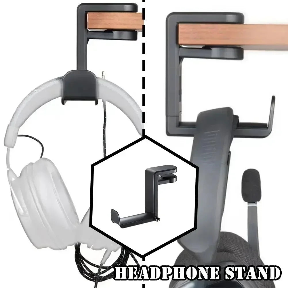 360° Rotating Headphone Hook Holder – Adjustable Desk Headset Stand