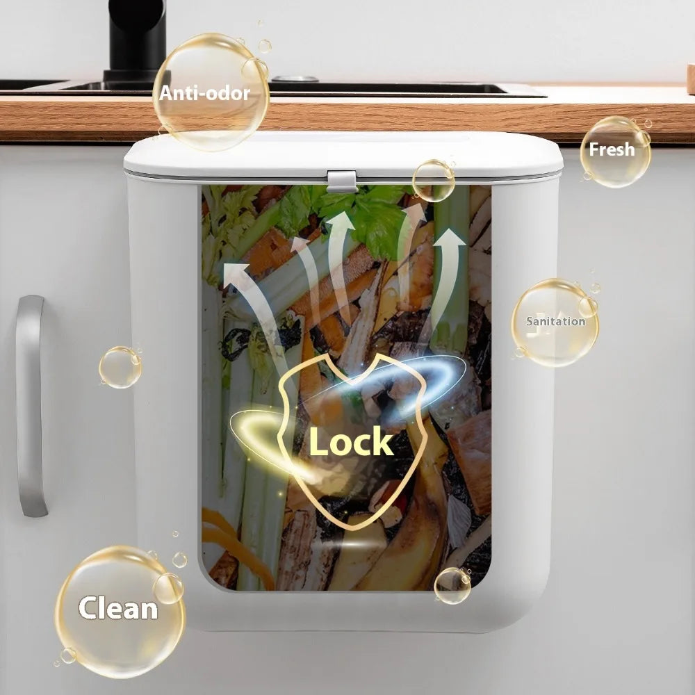 Trash Bin Without Punching – Wall-Mounted Silicone Handle Paper Basket