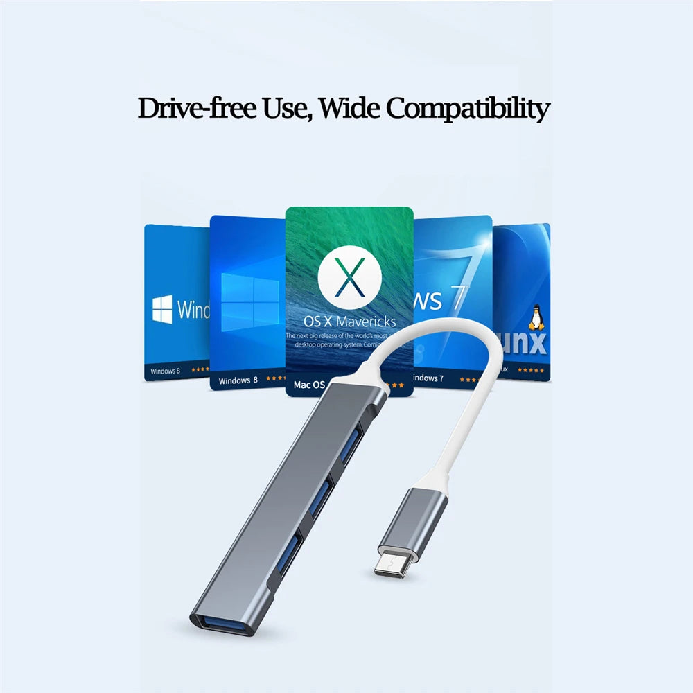 USB 3.0 Hub – 4 Port High-Speed Type C Splitter