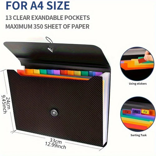 13 Pockets Accordion File Holder - Expanding File Folder Organizer
