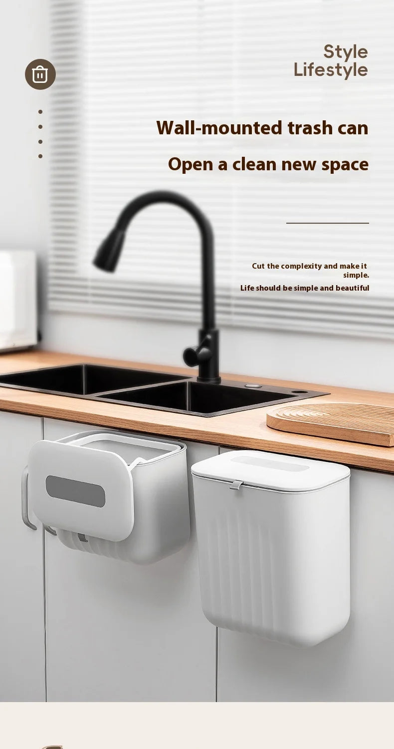 Trash Bin Without Punching – Wall-Mounted Silicone Handle Paper Basket