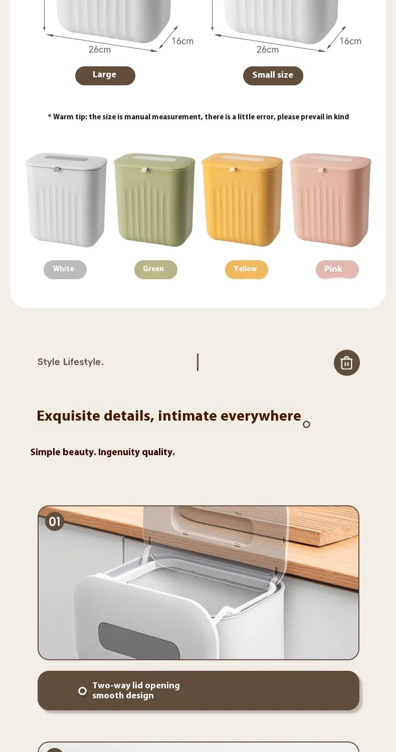 Trash Bin Without Punching – Wall-Mounted Silicone Handle Paper Basket