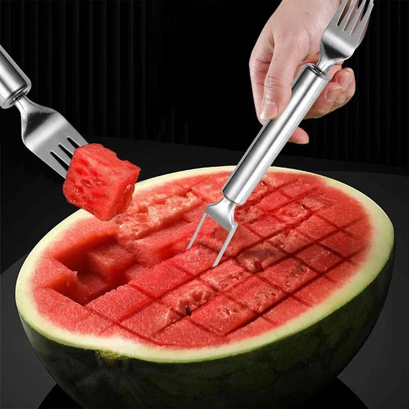 Portable 2In1 Watermelon Slicer Fork