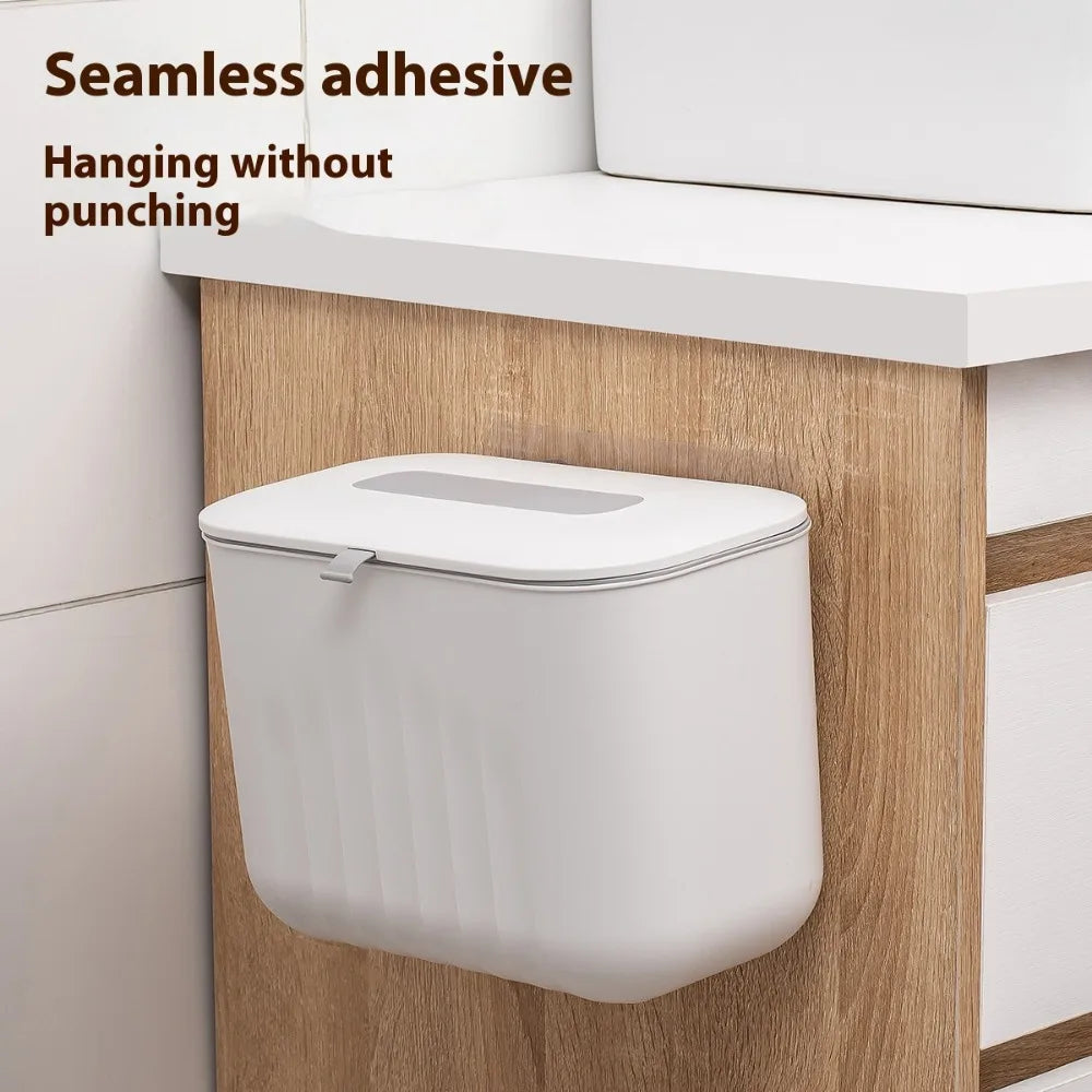 Trash Bin Without Punching – Wall-Mounted Silicone Handle Paper Basket
