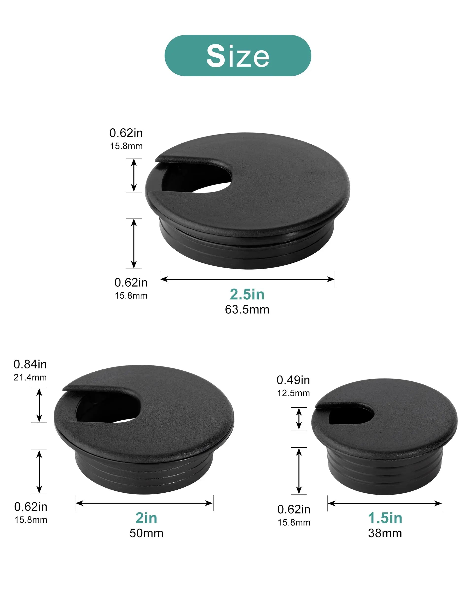 Cable Cord Grommet – Desk & Furniture Hole Cover Wire Pass Organizer