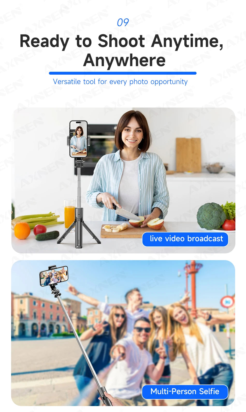 Bluetooth Selfie Stick Tripod Desktop Stand
