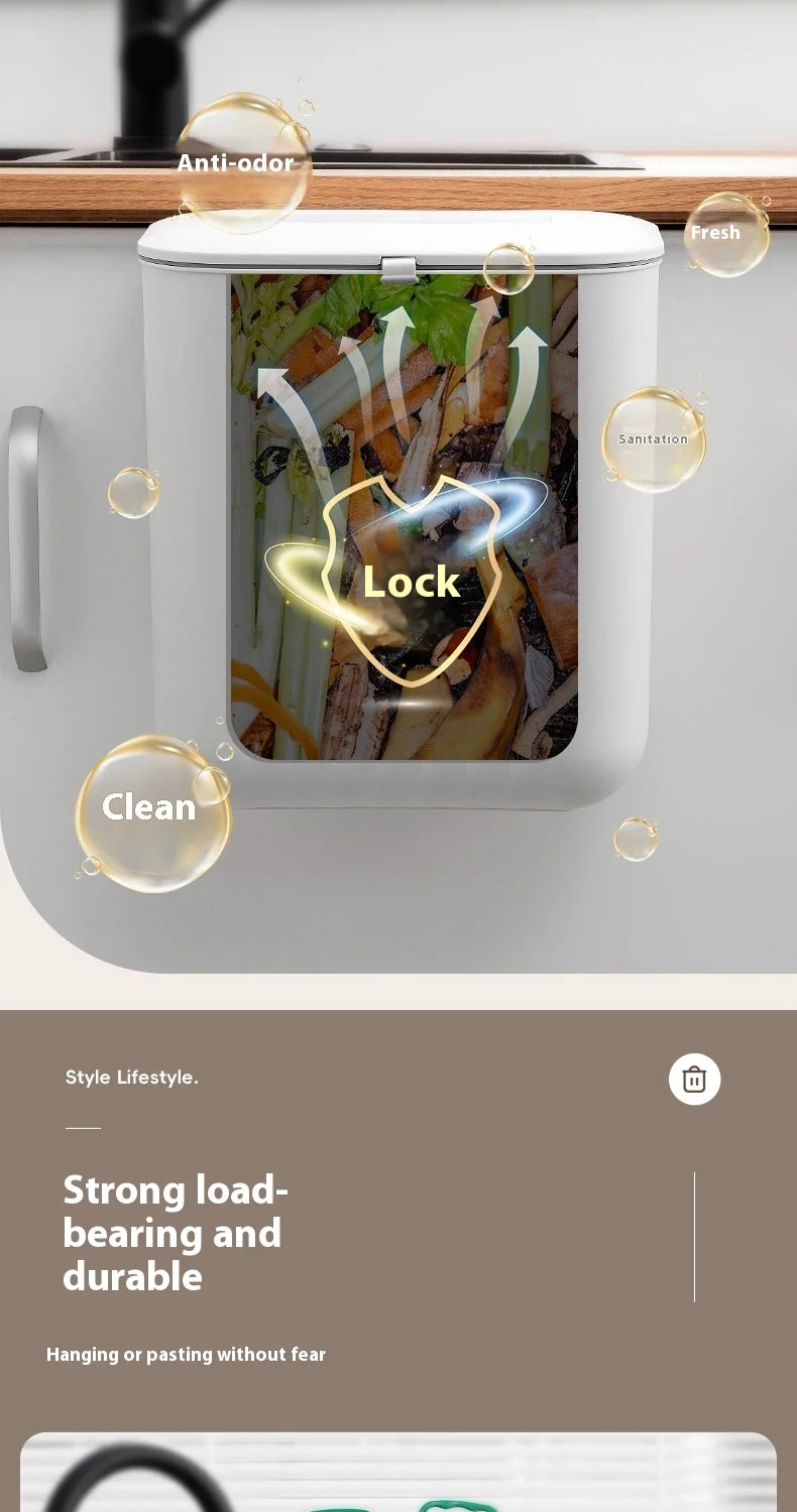 Trash Bin Without Punching – Wall-Mounted Silicone Handle Paper Basket