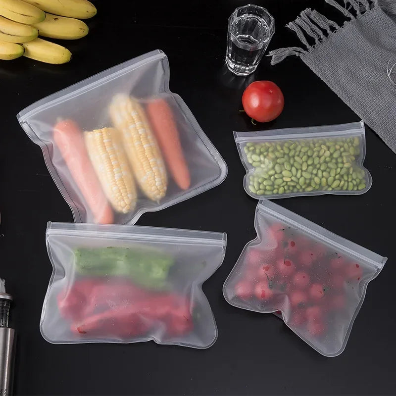 Silicone Food Storage Containers – Reusable Stand-Up Zip Seal Bags