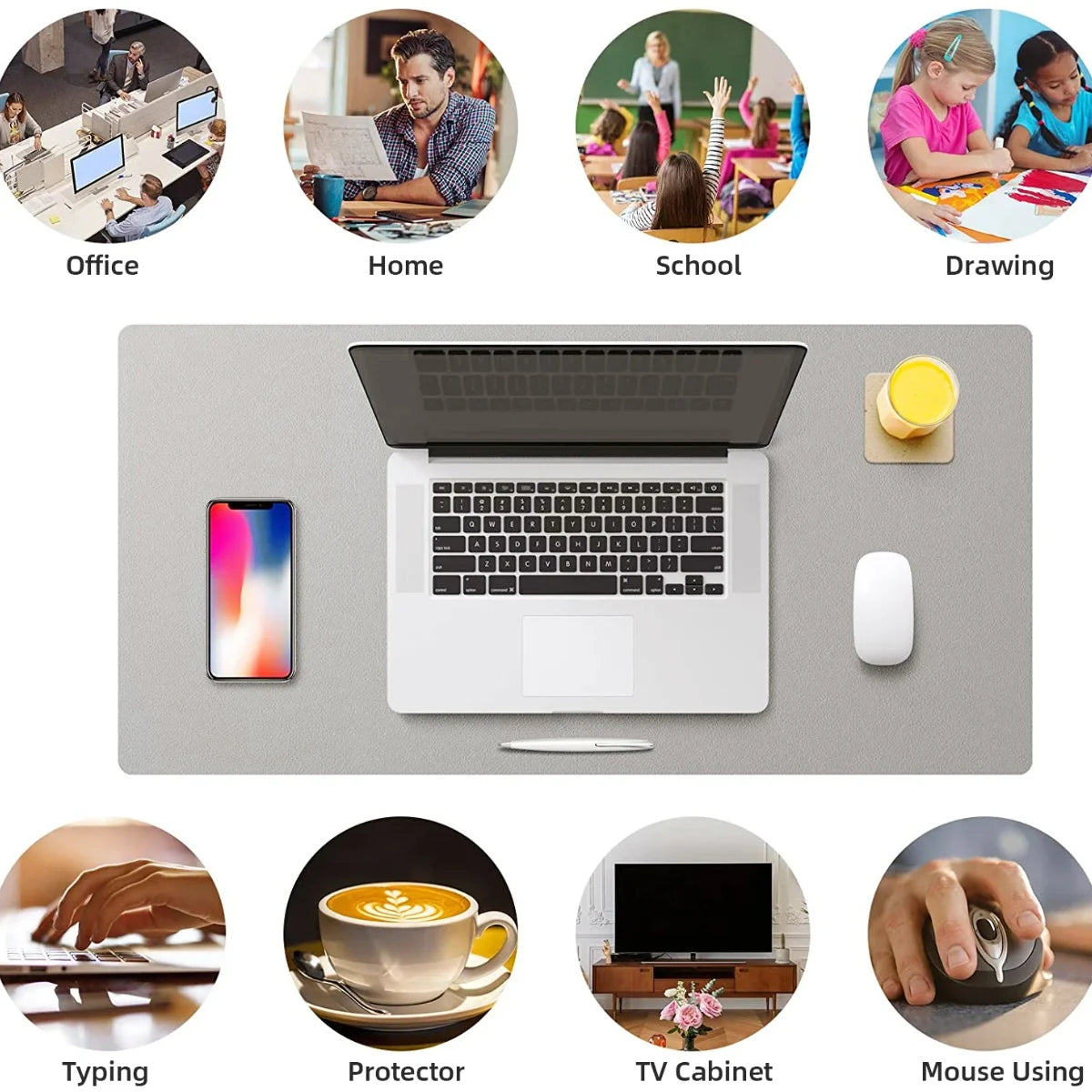 PU Leather Waterproof Desk Protector Mat