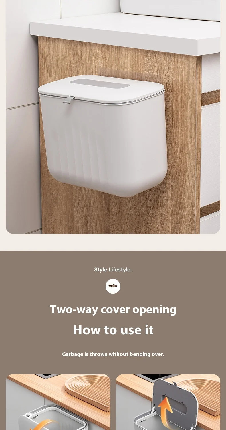 Trash Bin Without Punching – Wall-Mounted Silicone Handle Paper Basket