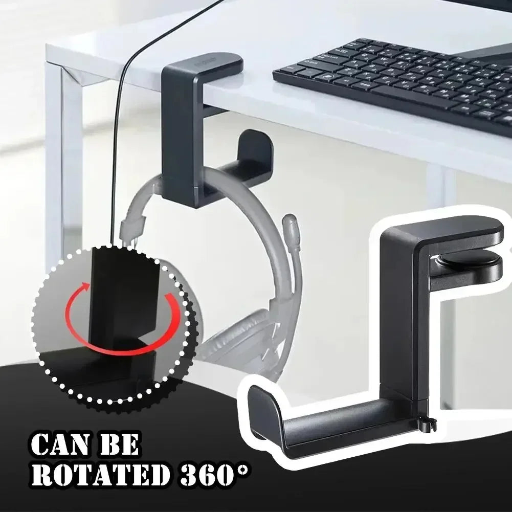 360° Rotating Headphone Hook Holder – Adjustable Desk Headset Stand